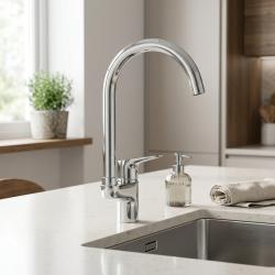 modern-chrome-kitchen-faucet-with-soap-dispenser